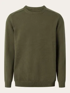 Plain knitted crew neck - Dark Olive