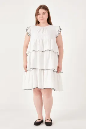 Plus Size Contrast Detail Babydoll Dress