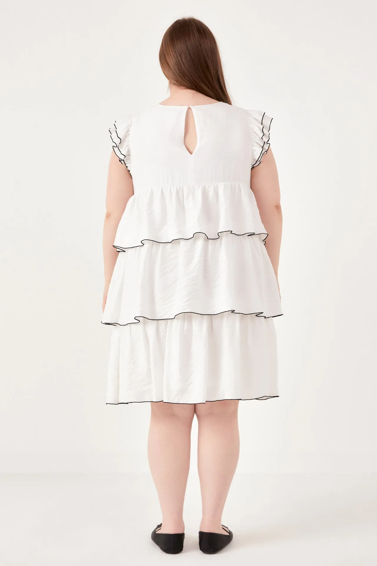 Plus Size Contrast Detail Babydoll Dress