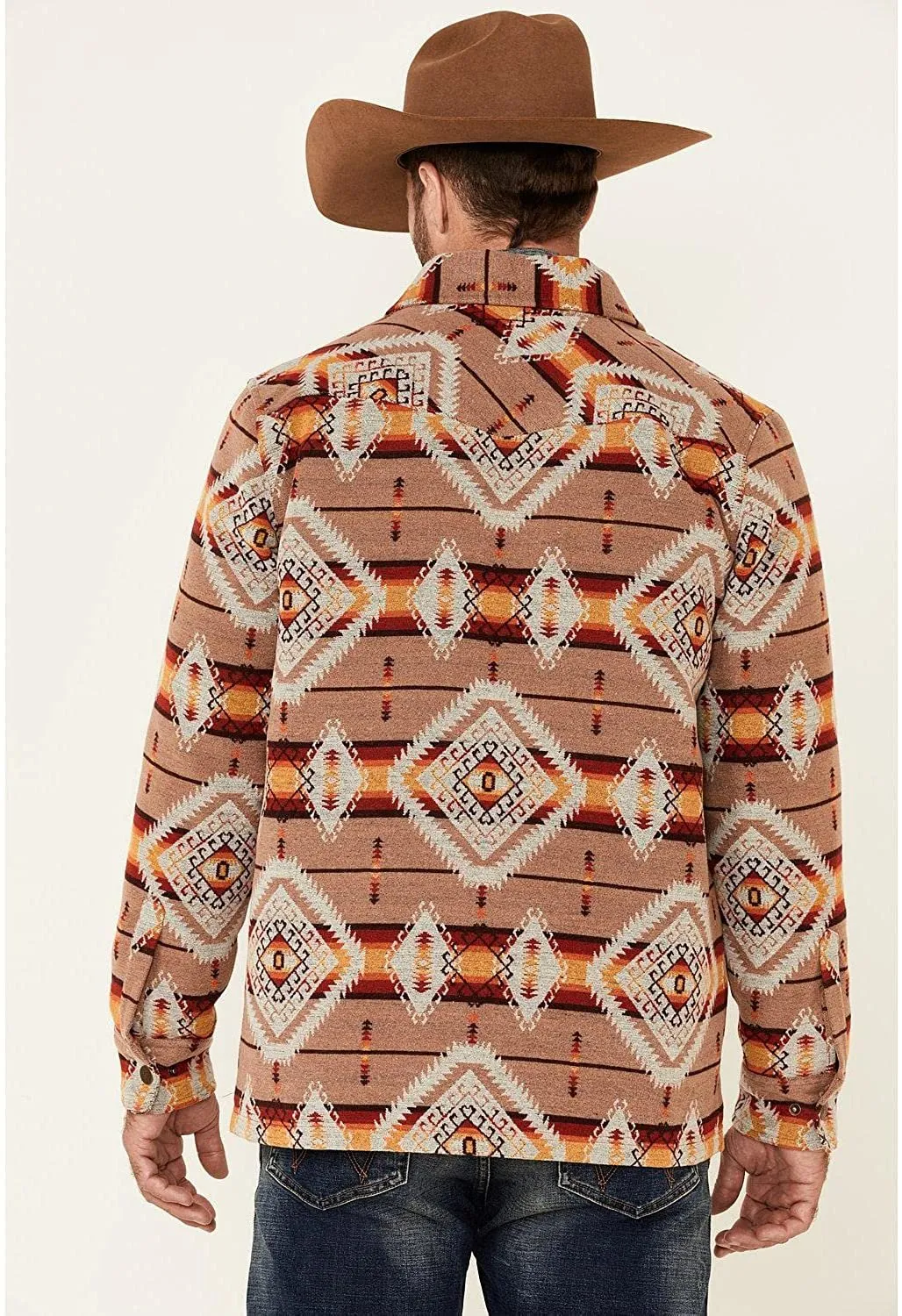 Powder River Outfitters Men's Southwestern Print Commander Snap-Front Wool Coat