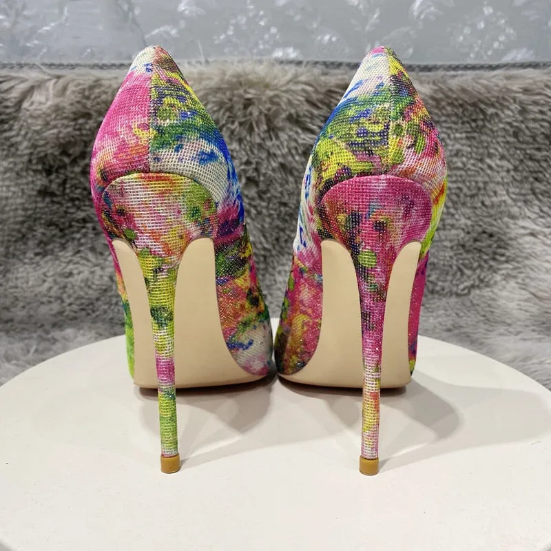 Pre Order:  Floral Sequined Pointed-Toe Pumps Shoes