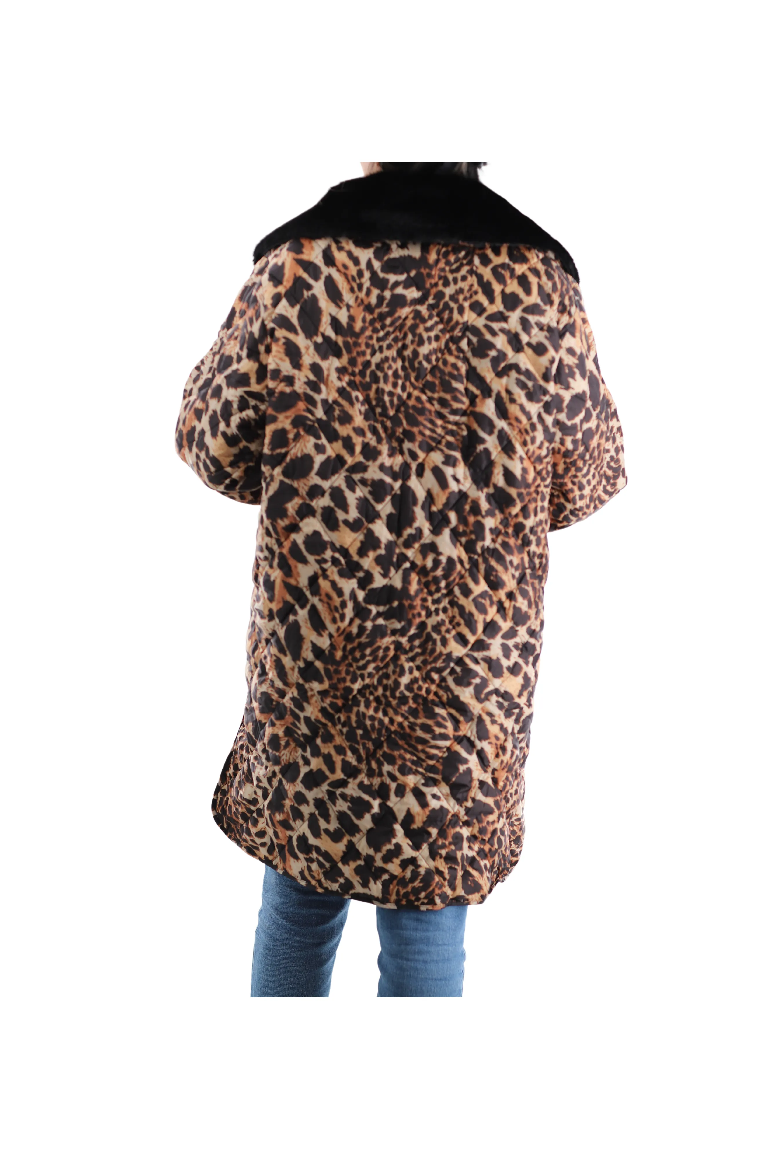 Printed Jacket with Faux Fur Collar