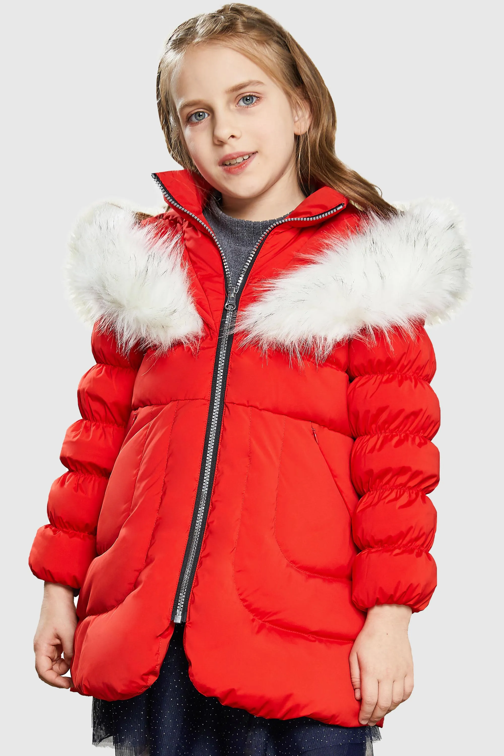 Puffer Zipper Pockets Hooded Down Coat