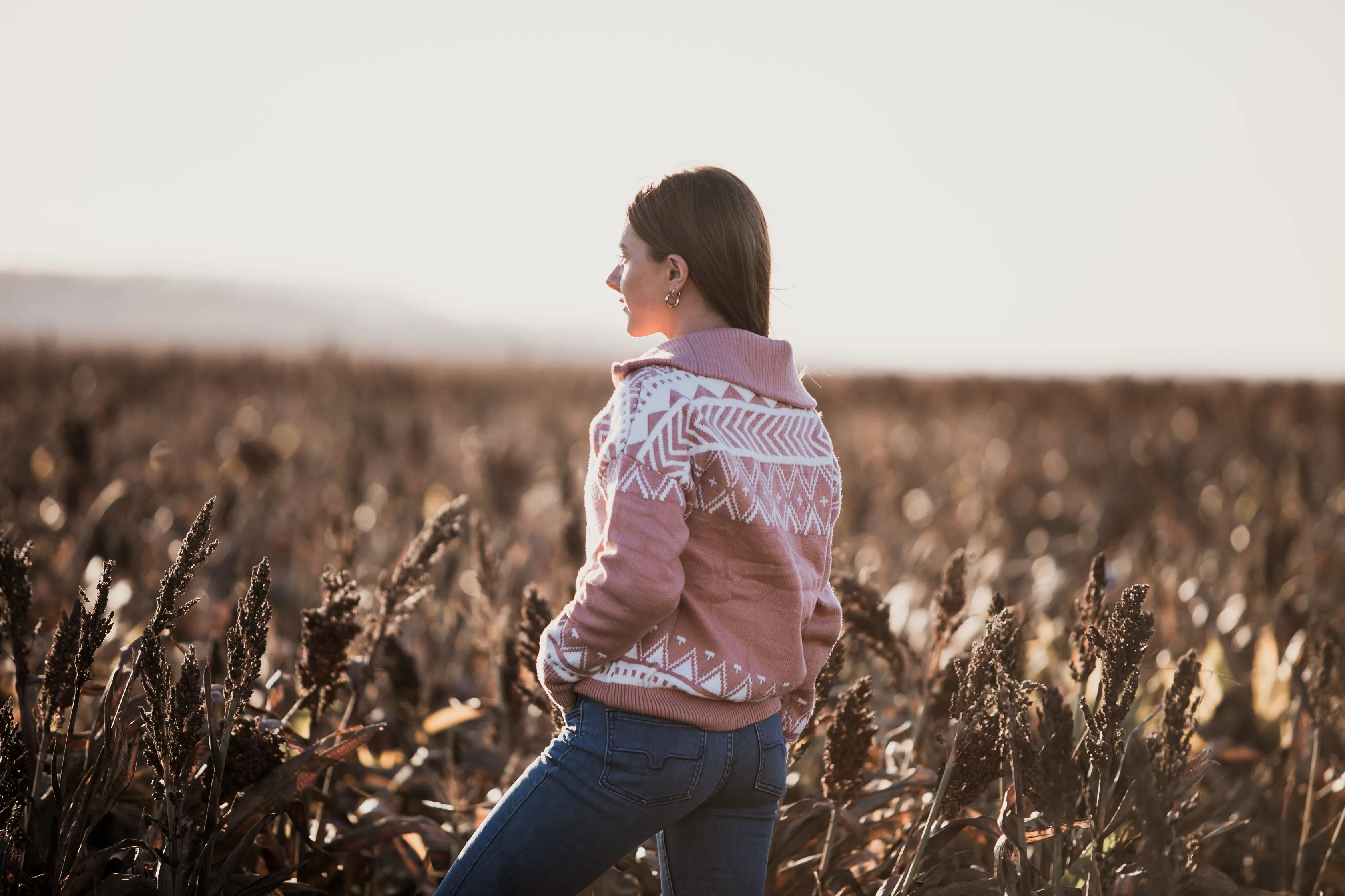 Quarter zip geo knit