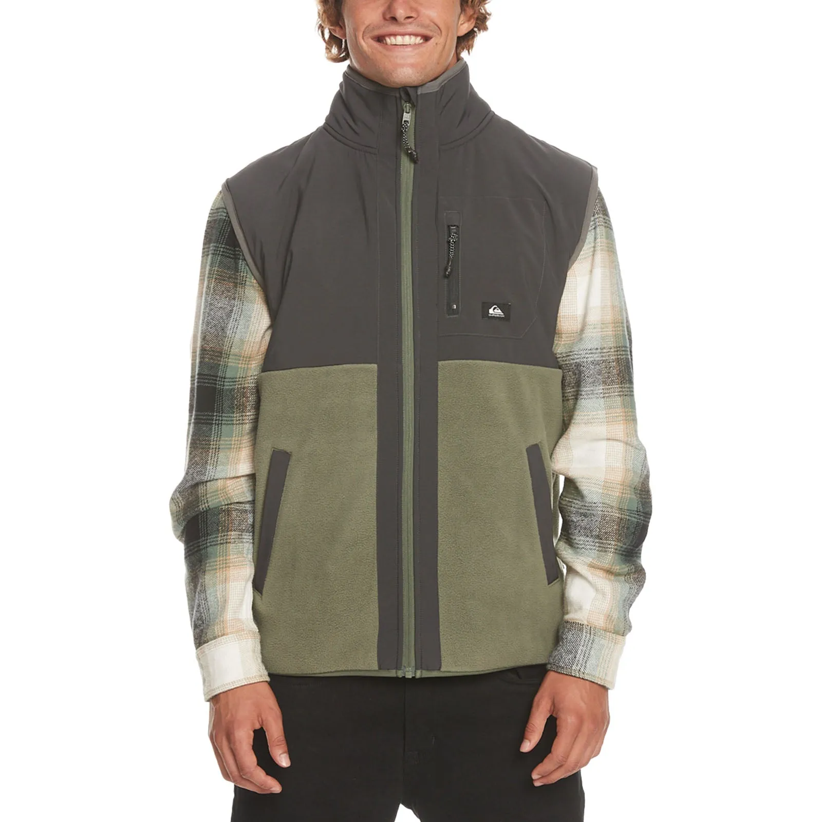 Quiksilver Mens Polar High Neck Fleece Gilet - Thyme