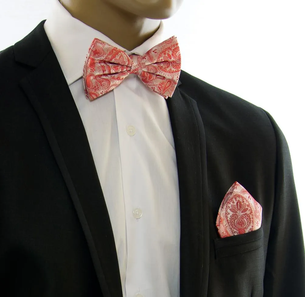 Red Paisley Silk Bow Tie