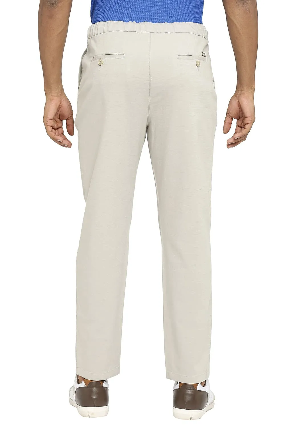 Relaxed Fit Cotton Viscose Stretch Dobby Trousers