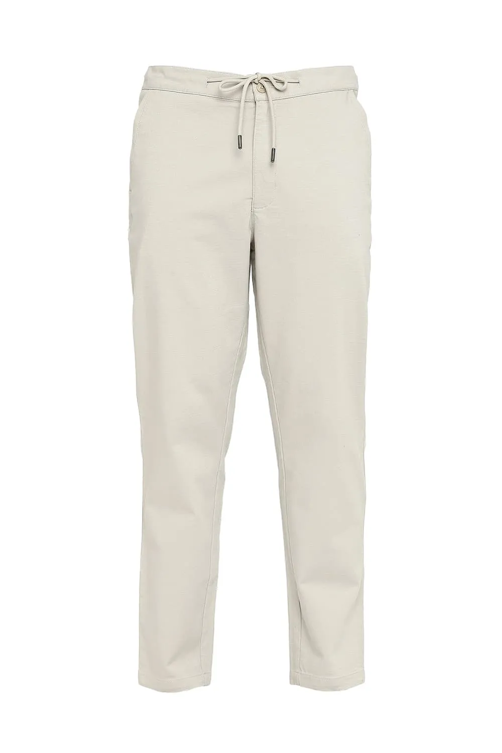 Relaxed Fit Cotton Viscose Stretch Dobby Trousers