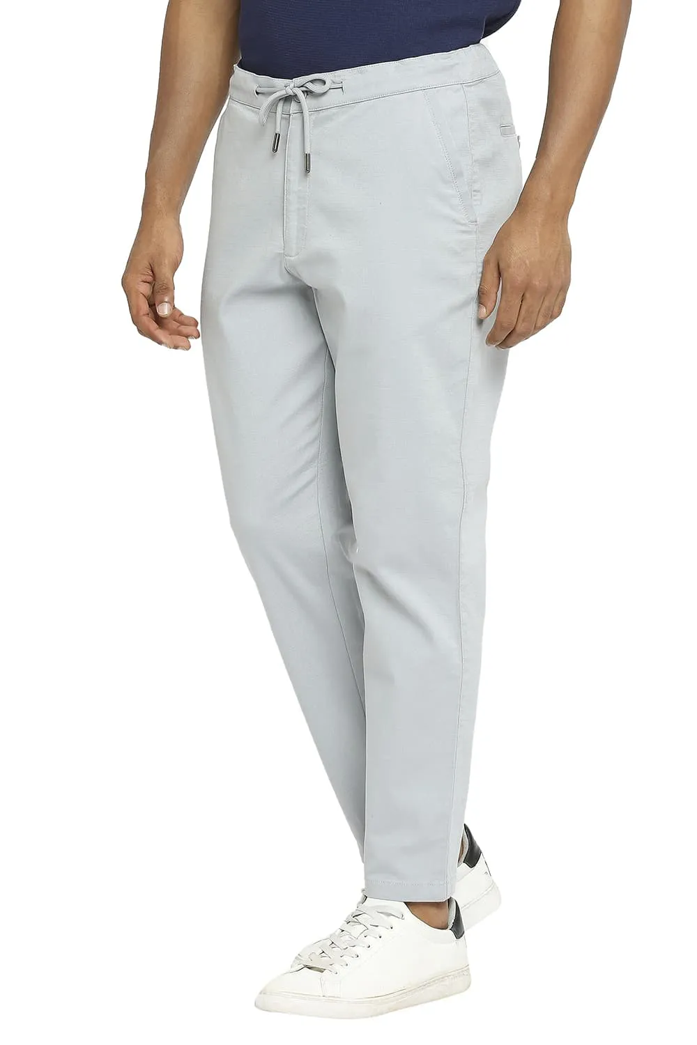 Relaxed Fit Cotton Viscose Stretch Dobby Trousers