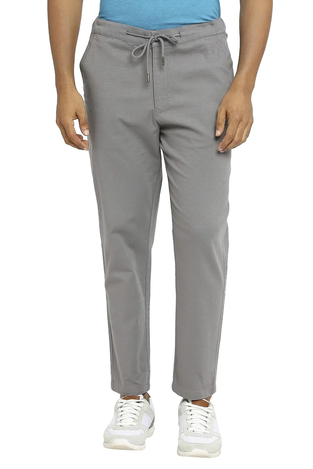 Relaxed Fit Cotton Viscose Stretch Dobby Trousers