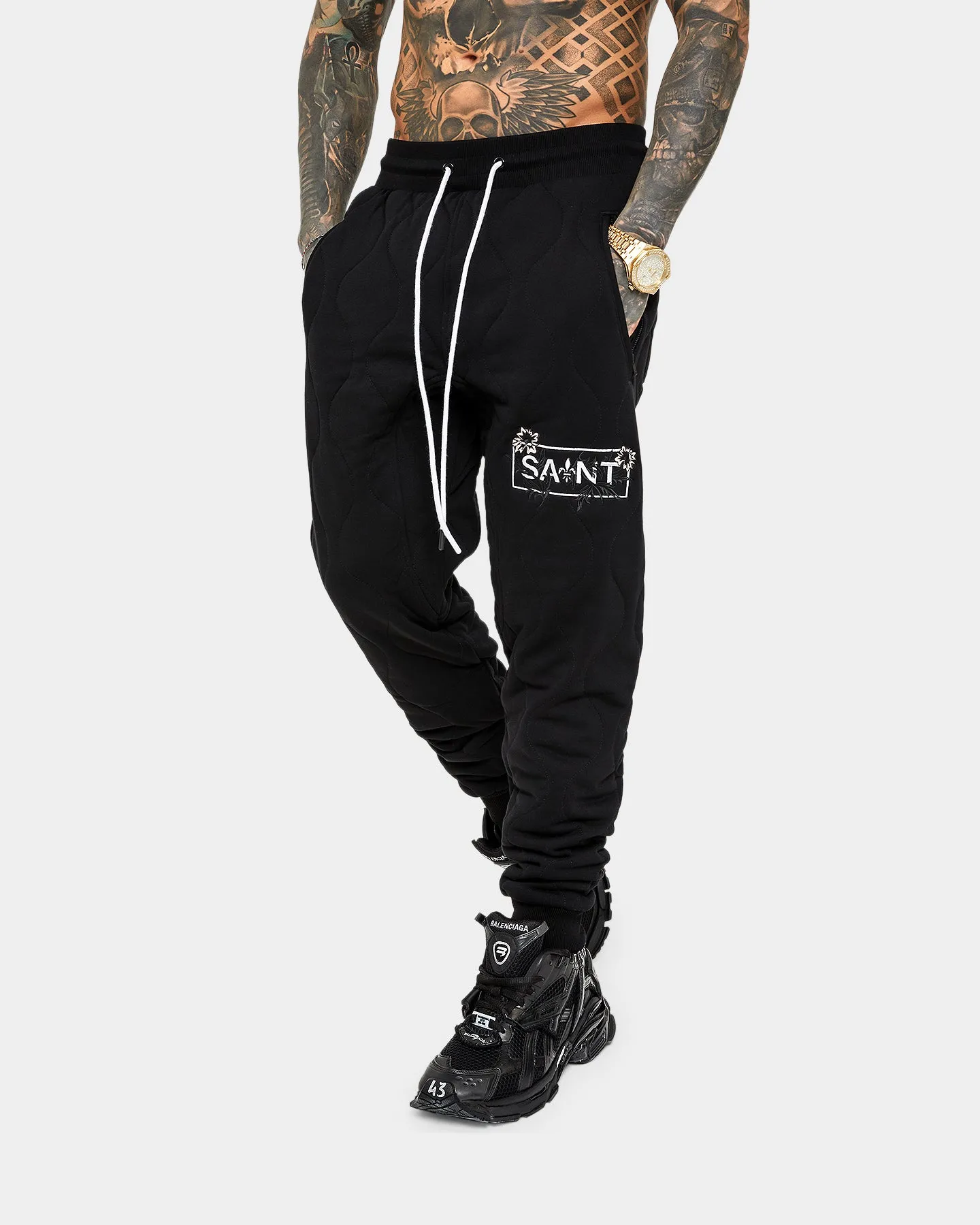 Saint Morta Lover Quilted Sweat Pants Black