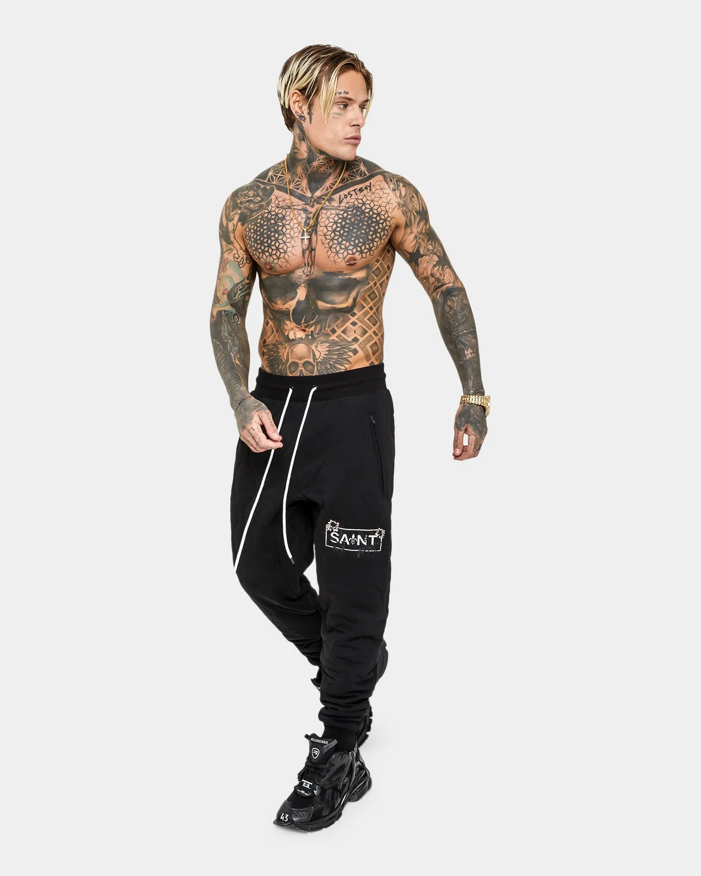 Saint Morta Lover Quilted Sweat Pants Black