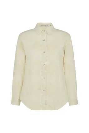 Sara Lace Insert Embroidered Shirt In White