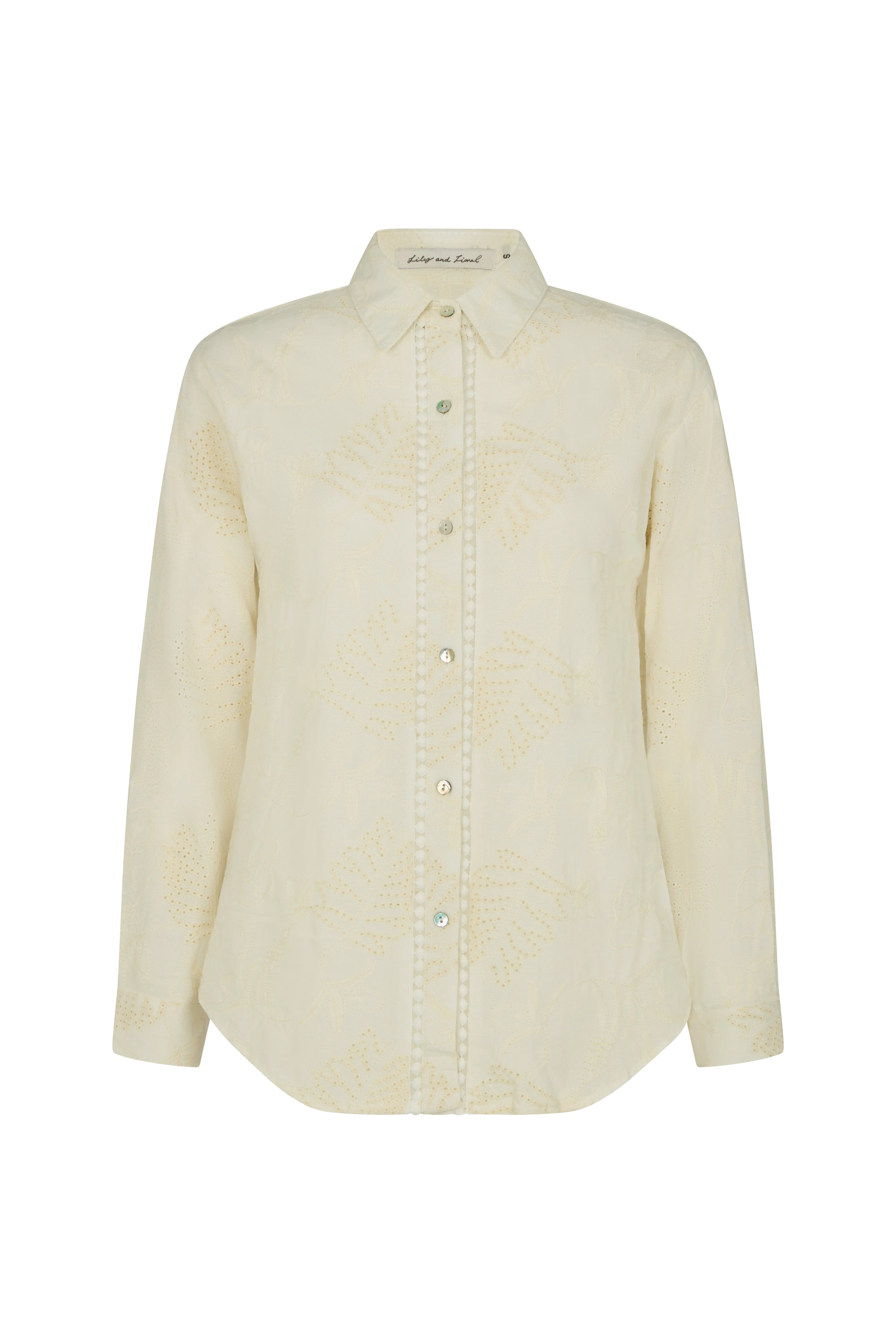 Sara Lace Insert Embroidered Shirt In White