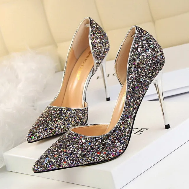 Sexy nightclub women's shoes with high heel shallow mouth