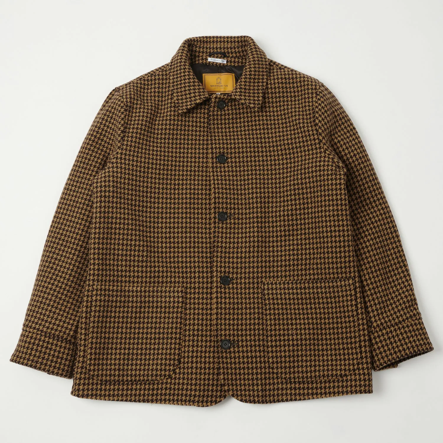 Shangri-La Heritage 'Enzo' Wool Car Coat - Gold Pied De Poule