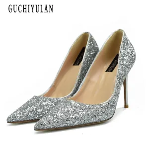 Shoes Woman High Heels Women Silver Pumps Stiletto Heeled Shoes For Women High Heels Pointed Toe Gold Wedding Shoes Big Size 43