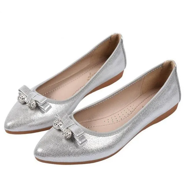 Shoes Women Casual Bow Crystal Pointed Toe Slip