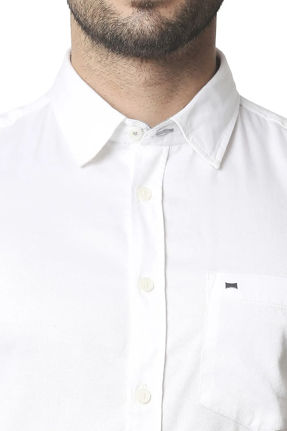 Slim Fit Broken Twill Slub Halfsleeves Shirt