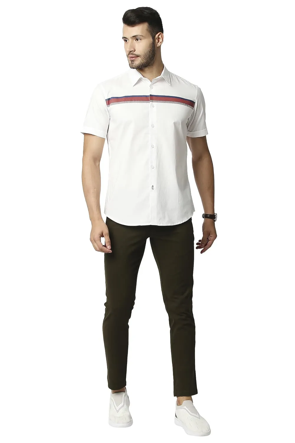 Slim Fit Oxford Stripe Halfsleeves Shirt