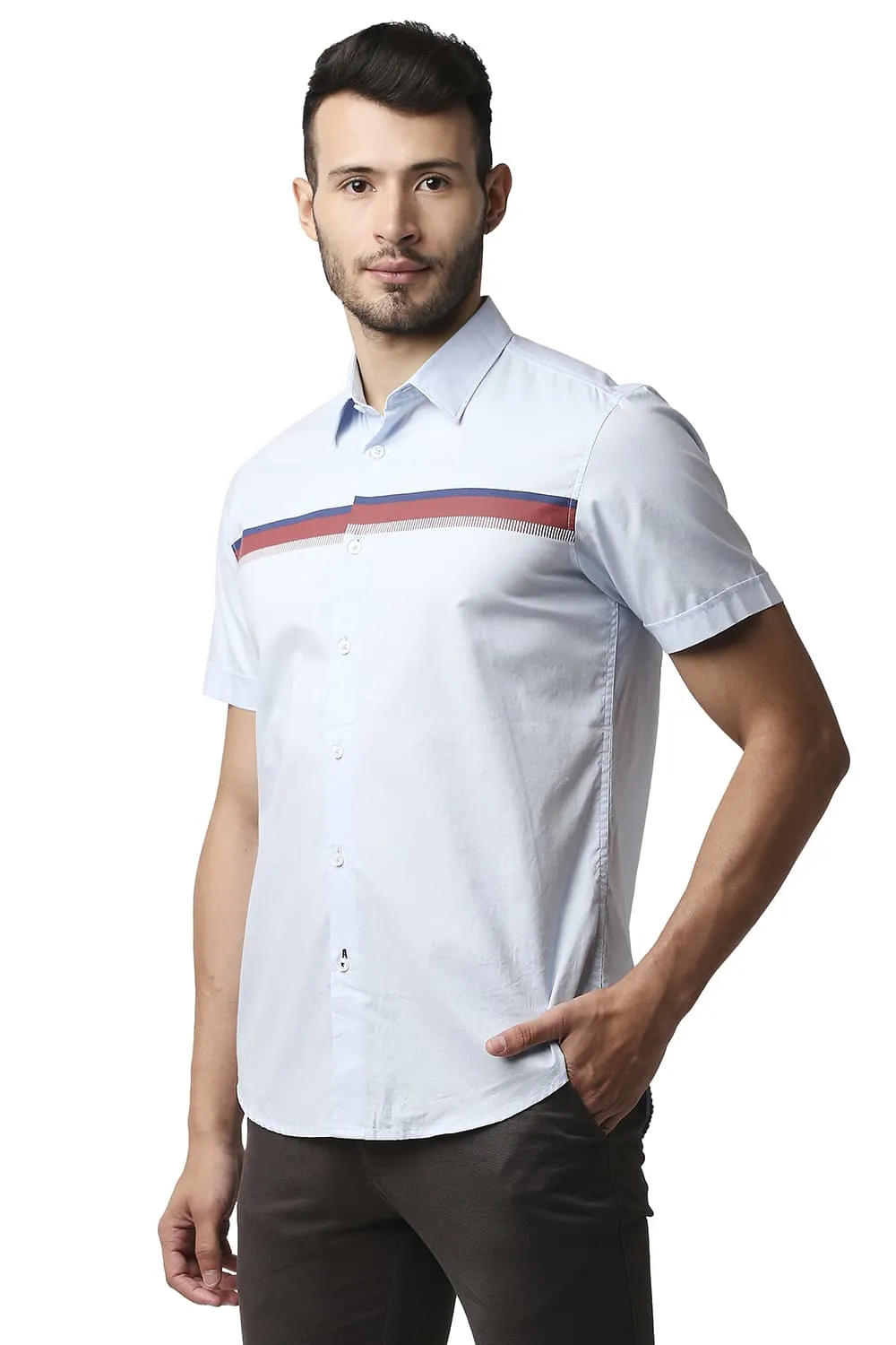 Slim Fit Oxford Stripe Halfsleeves Shirt