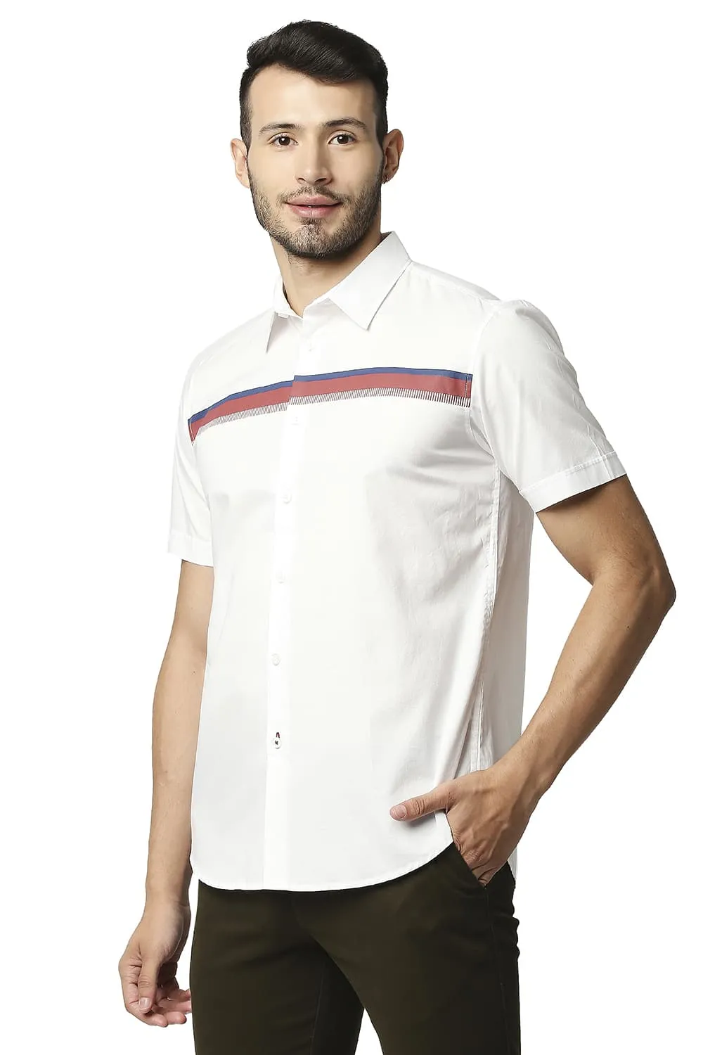 Slim Fit Oxford Stripe Halfsleeves Shirt