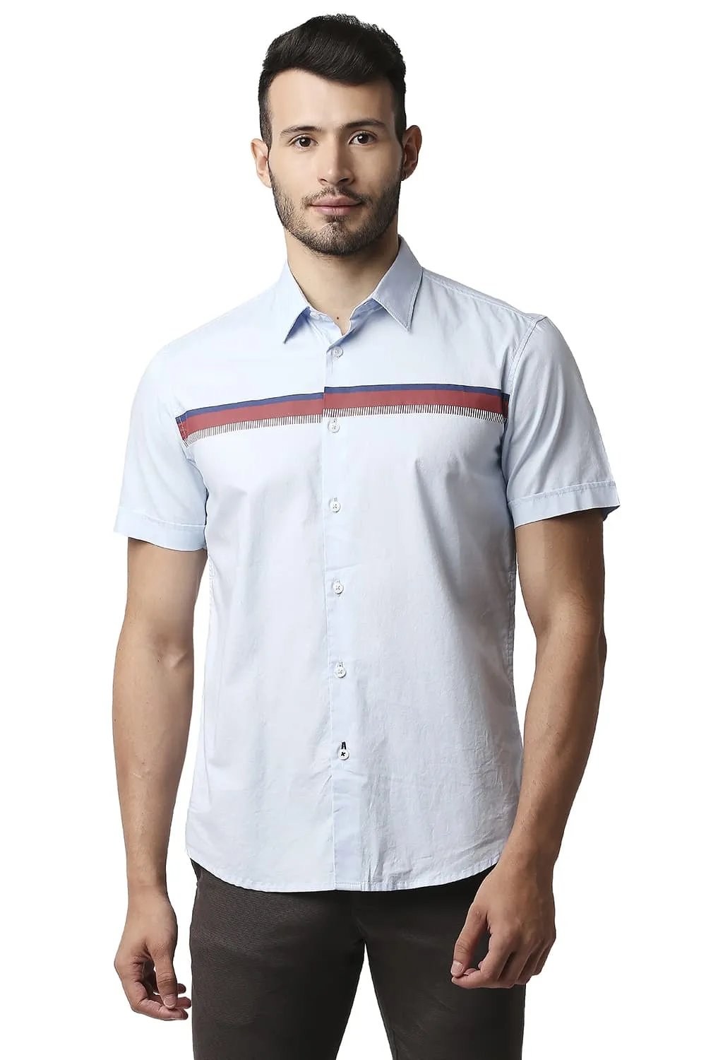 Slim Fit Oxford Stripe Halfsleeves Shirt