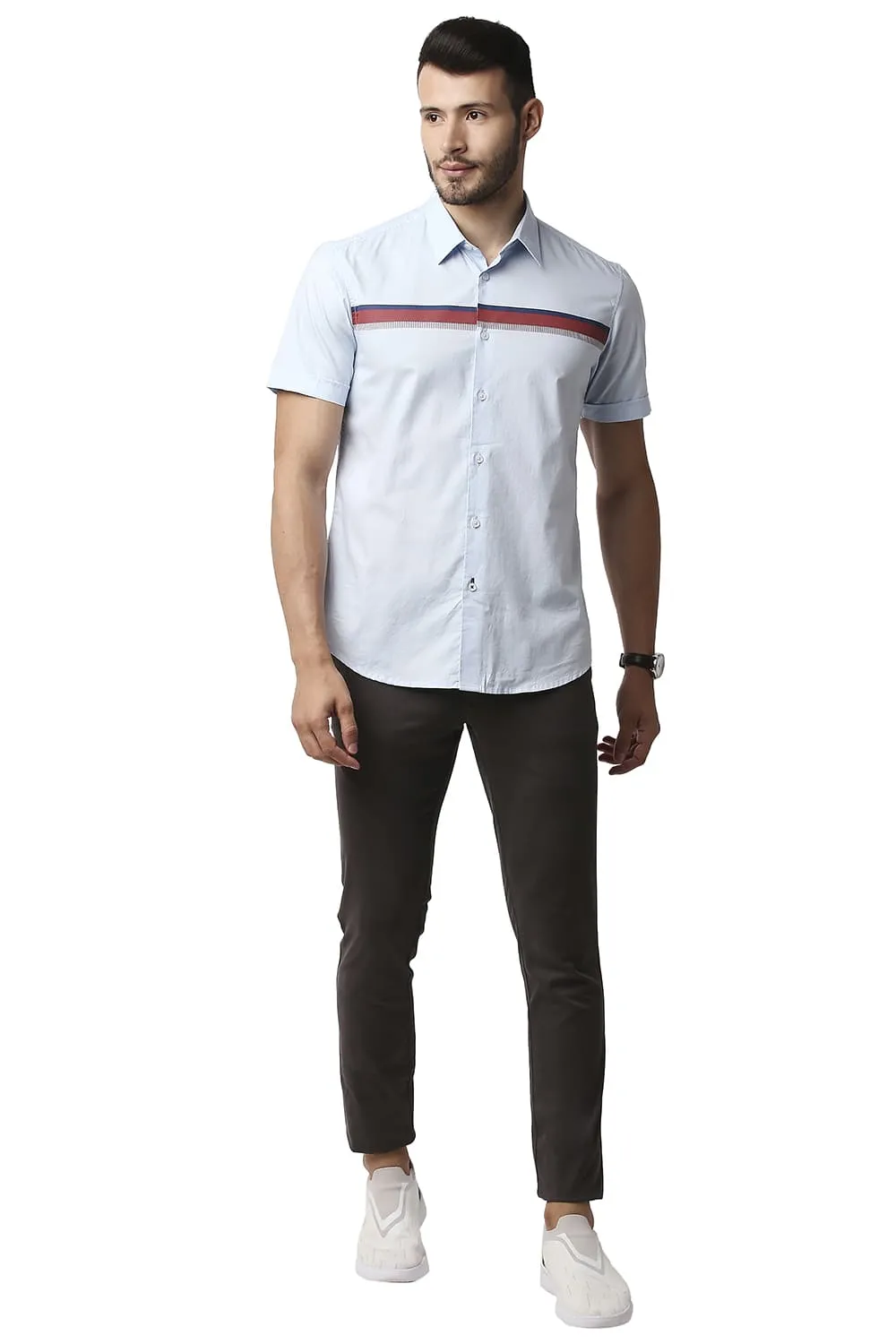 Slim Fit Oxford Stripe Halfsleeves Shirt