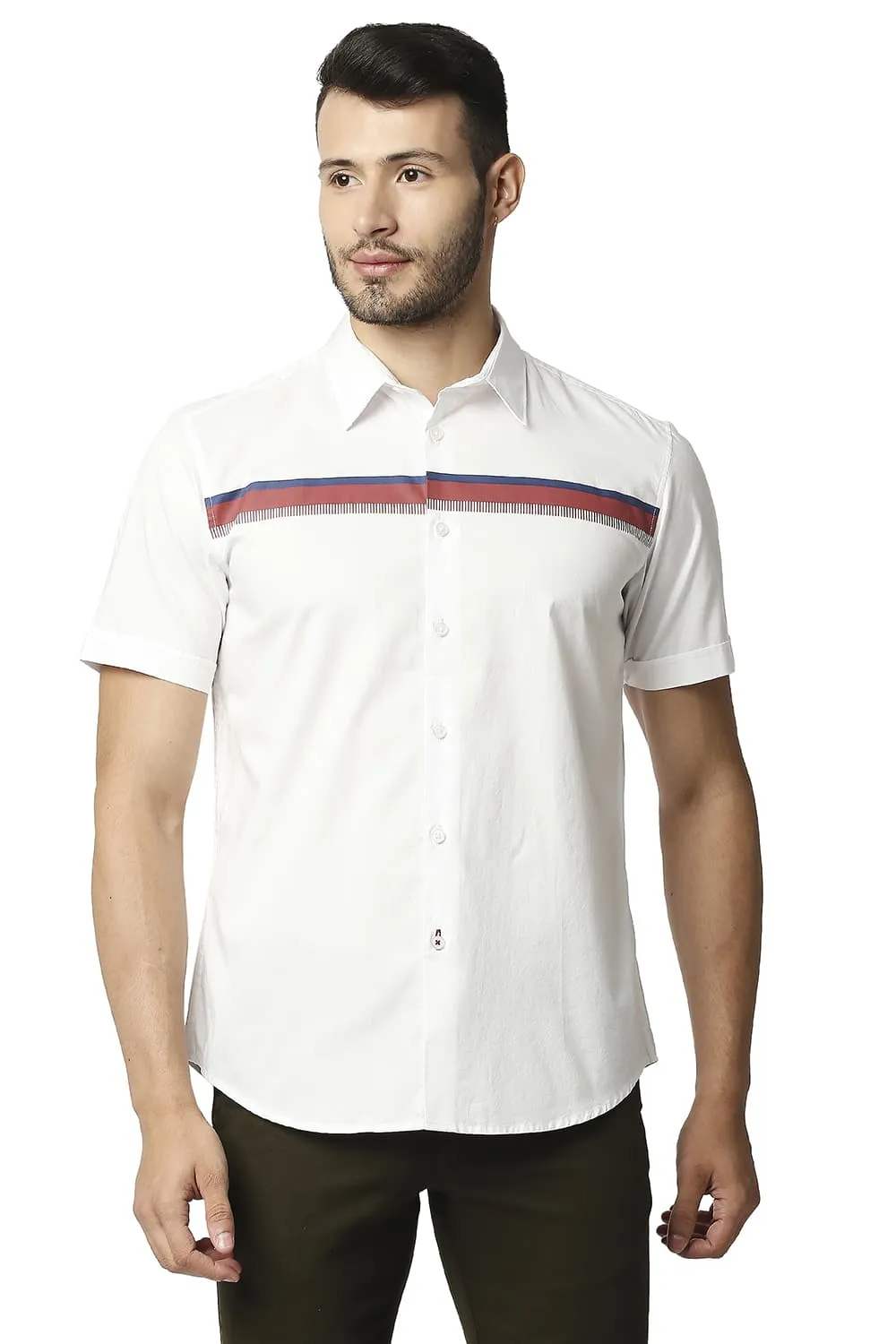 Slim Fit Oxford Stripe Halfsleeves Shirt