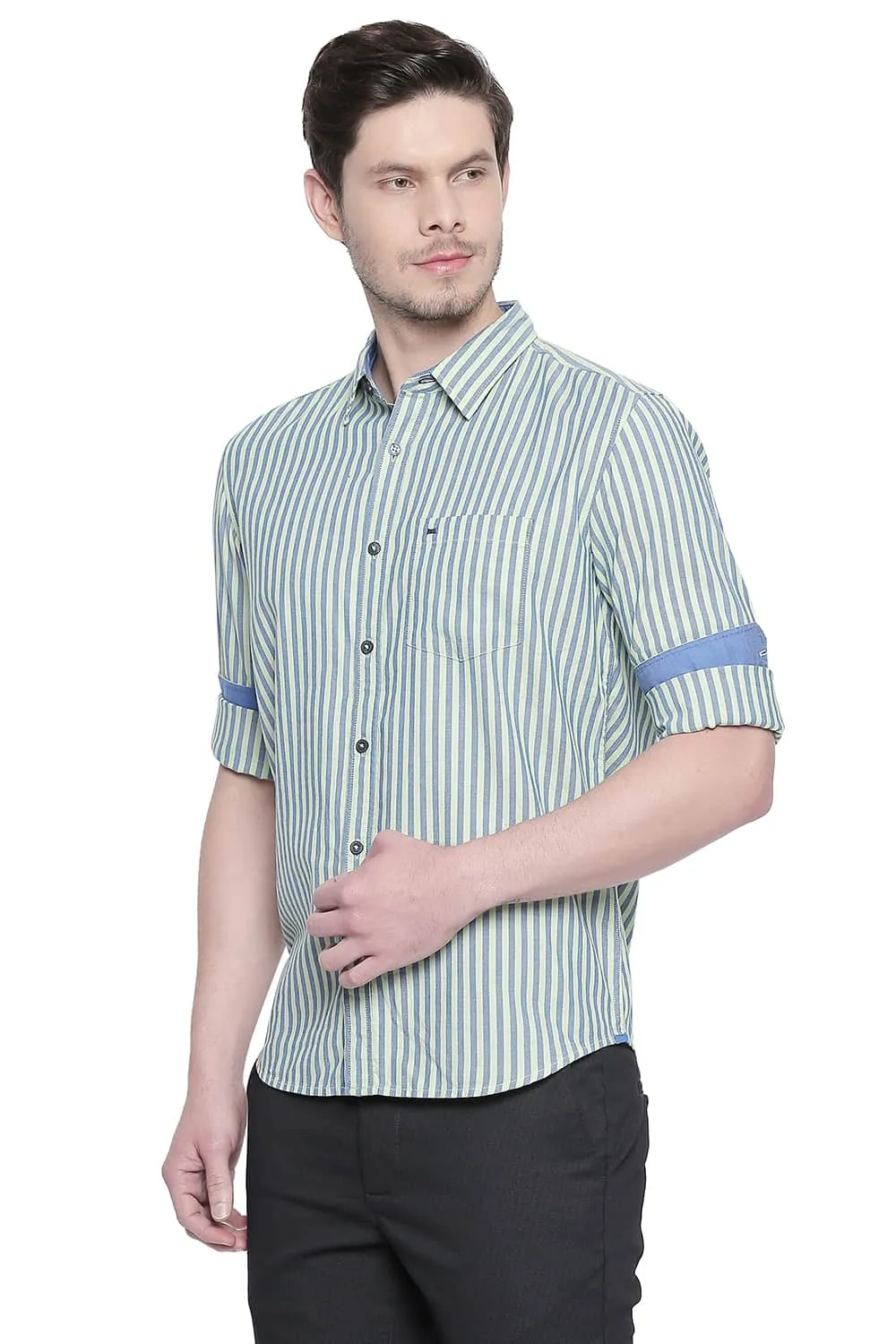 Slim Fit Royal Oxford Stripes Shirt