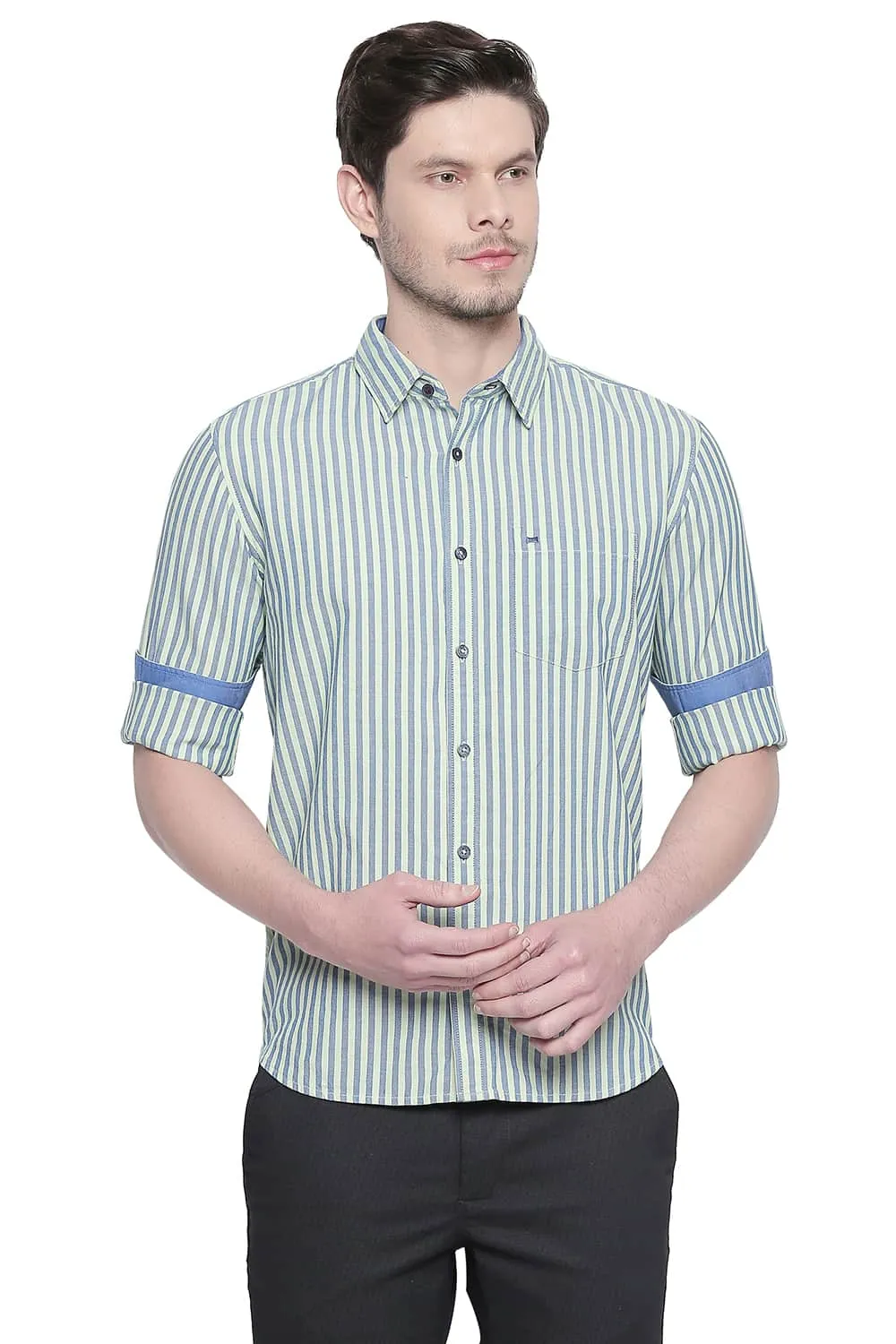 Slim Fit Royal Oxford Stripes Shirt