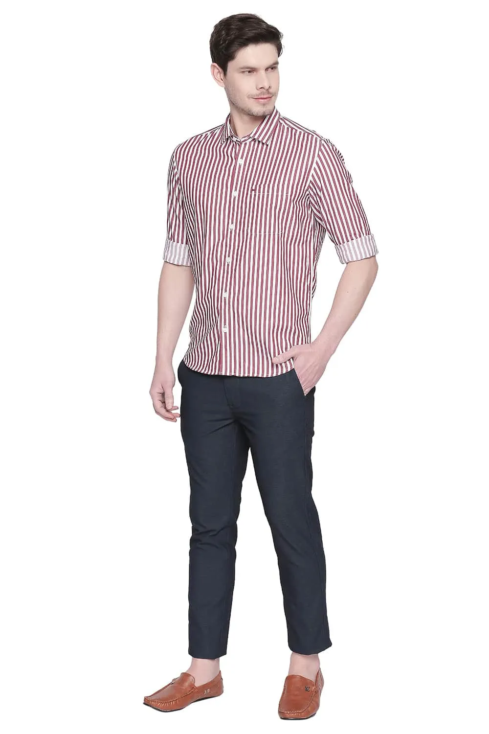 Slim Fit Stripe Twill Shirt