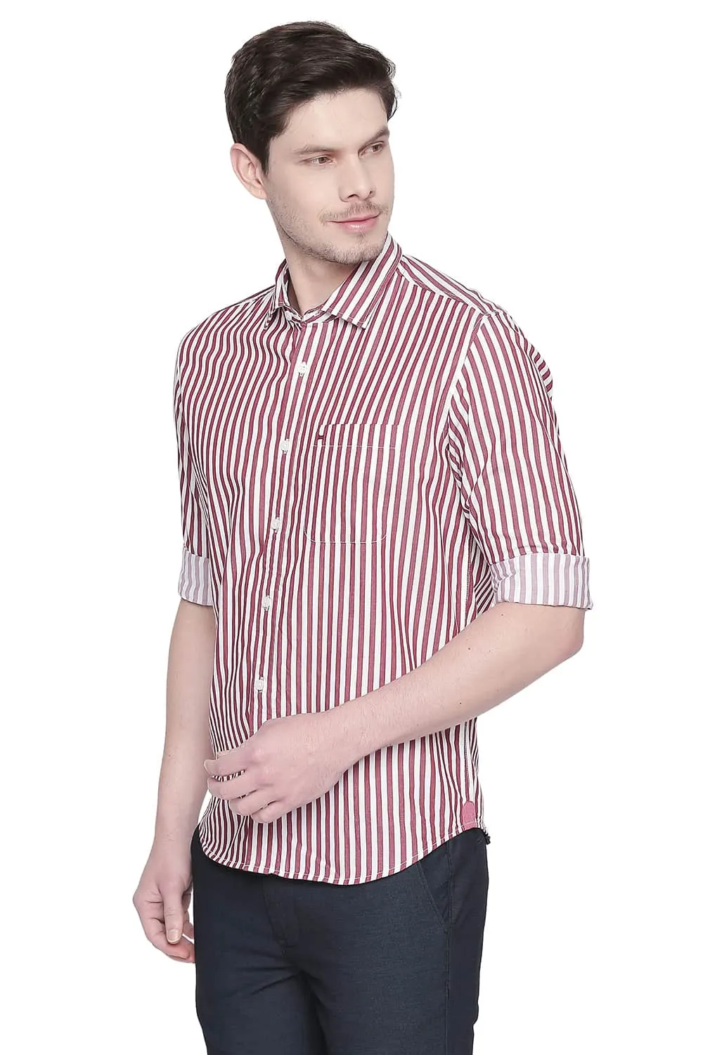 Slim Fit Stripe Twill Shirt