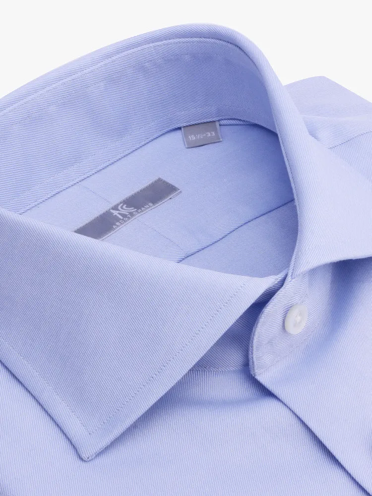 Spread Collar Sky Blue Micro Twill Shirt