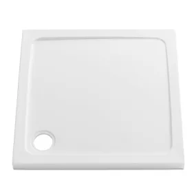 Stone Resin 45mm Low Profile Square Shower Trays with Black or Chrome Waste