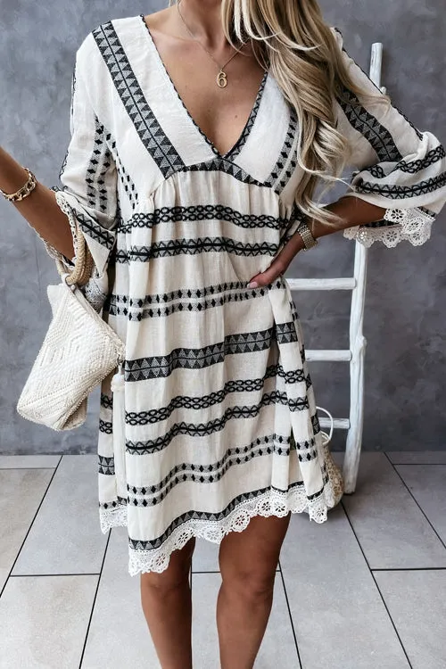 Sweetly Impressive Boho Lace Mini Dress - 2 Colors