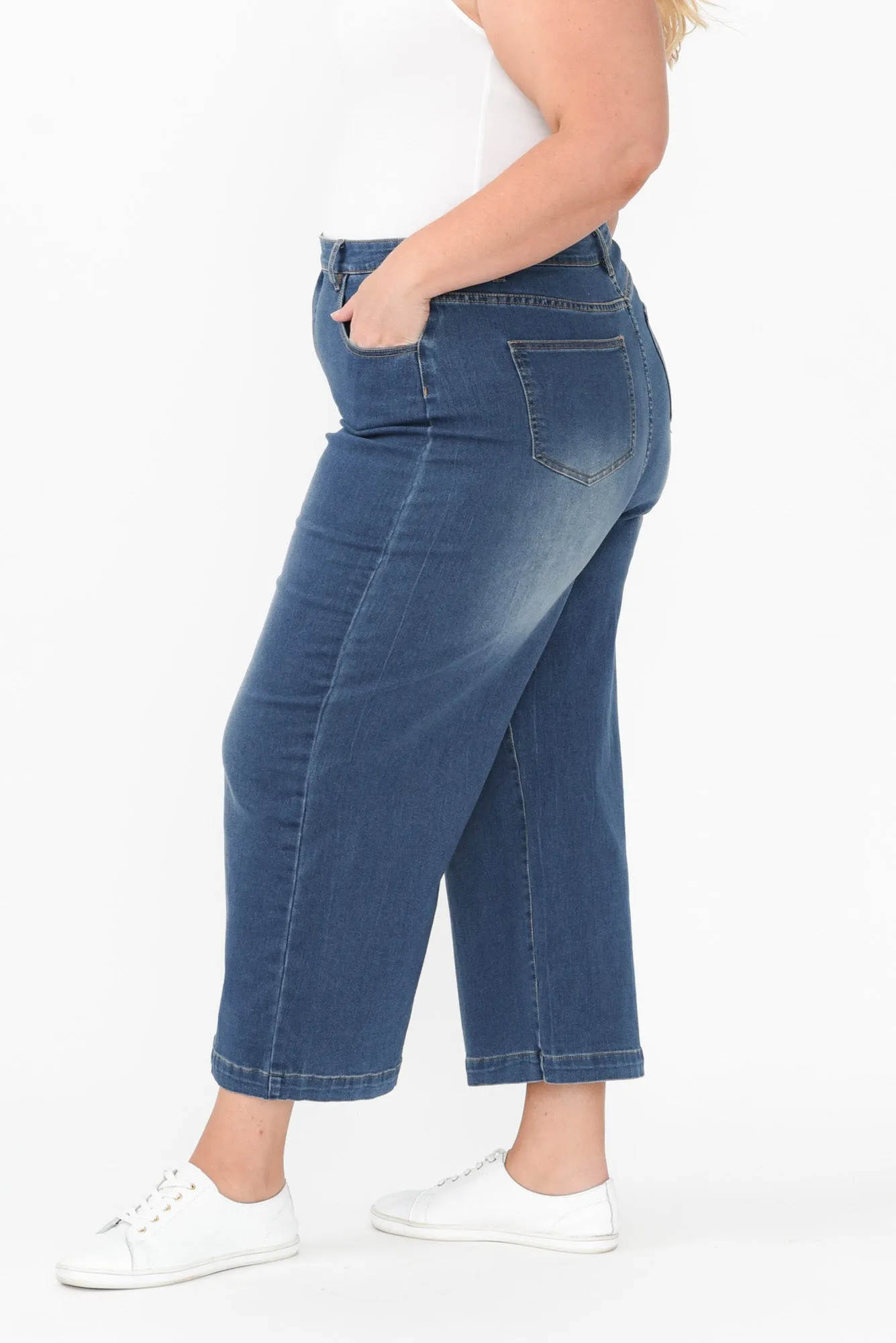 Tabitha Mid Blue Denim Crop Jeans