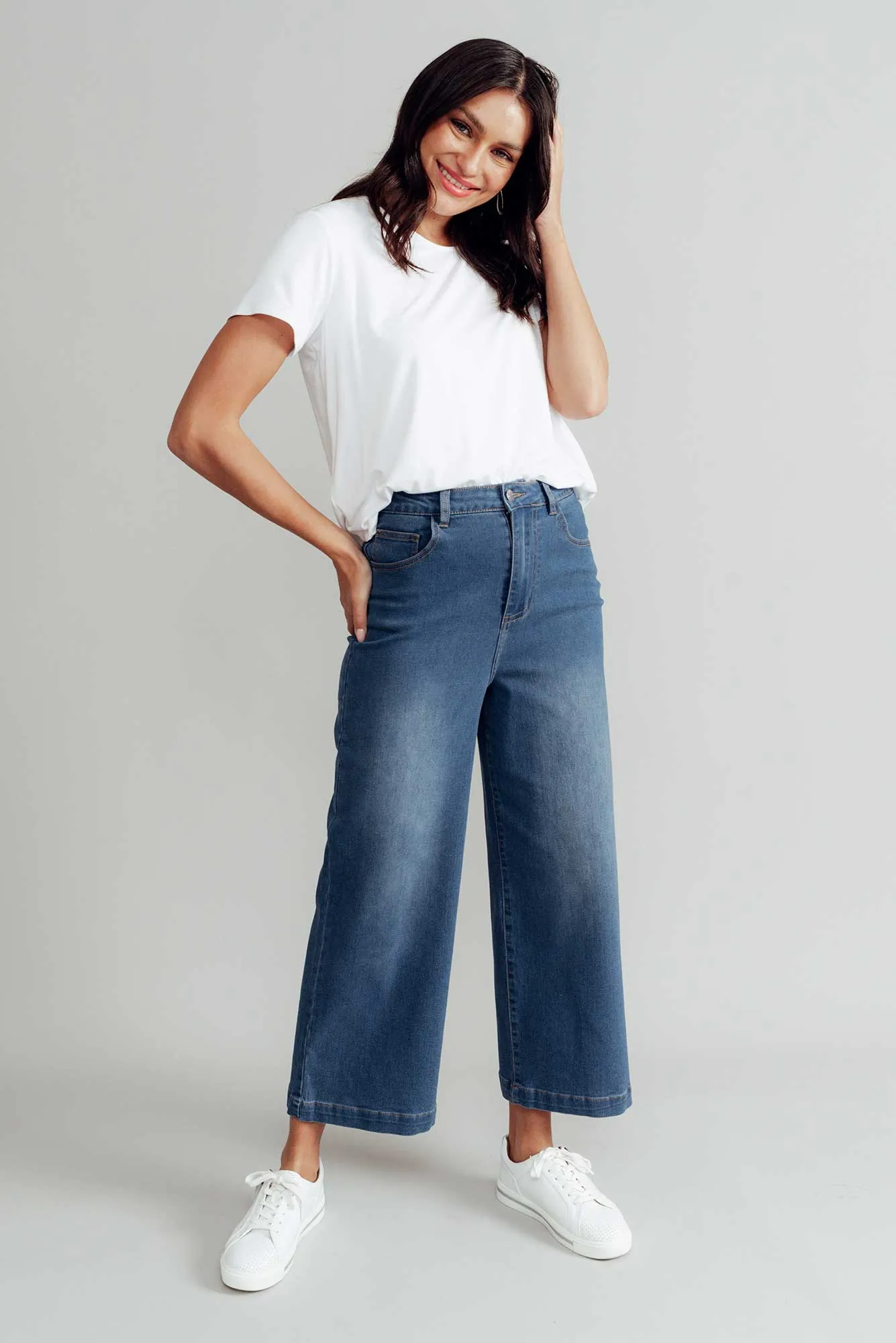 Tabitha Mid Blue Denim Crop Jeans