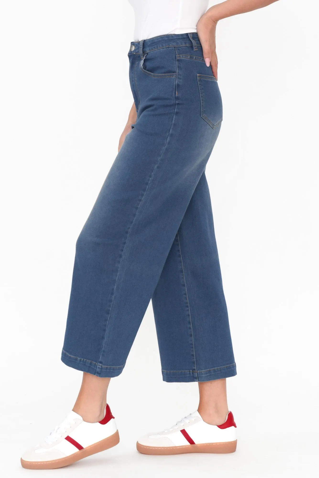 Tabitha Mid Blue Denim Crop Jeans