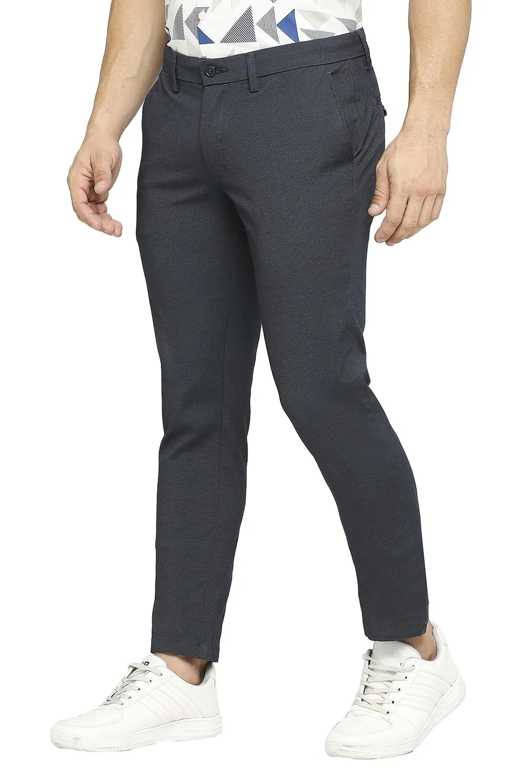 Tapered Fit Cotton Ployester Stretch Dobby Trousers