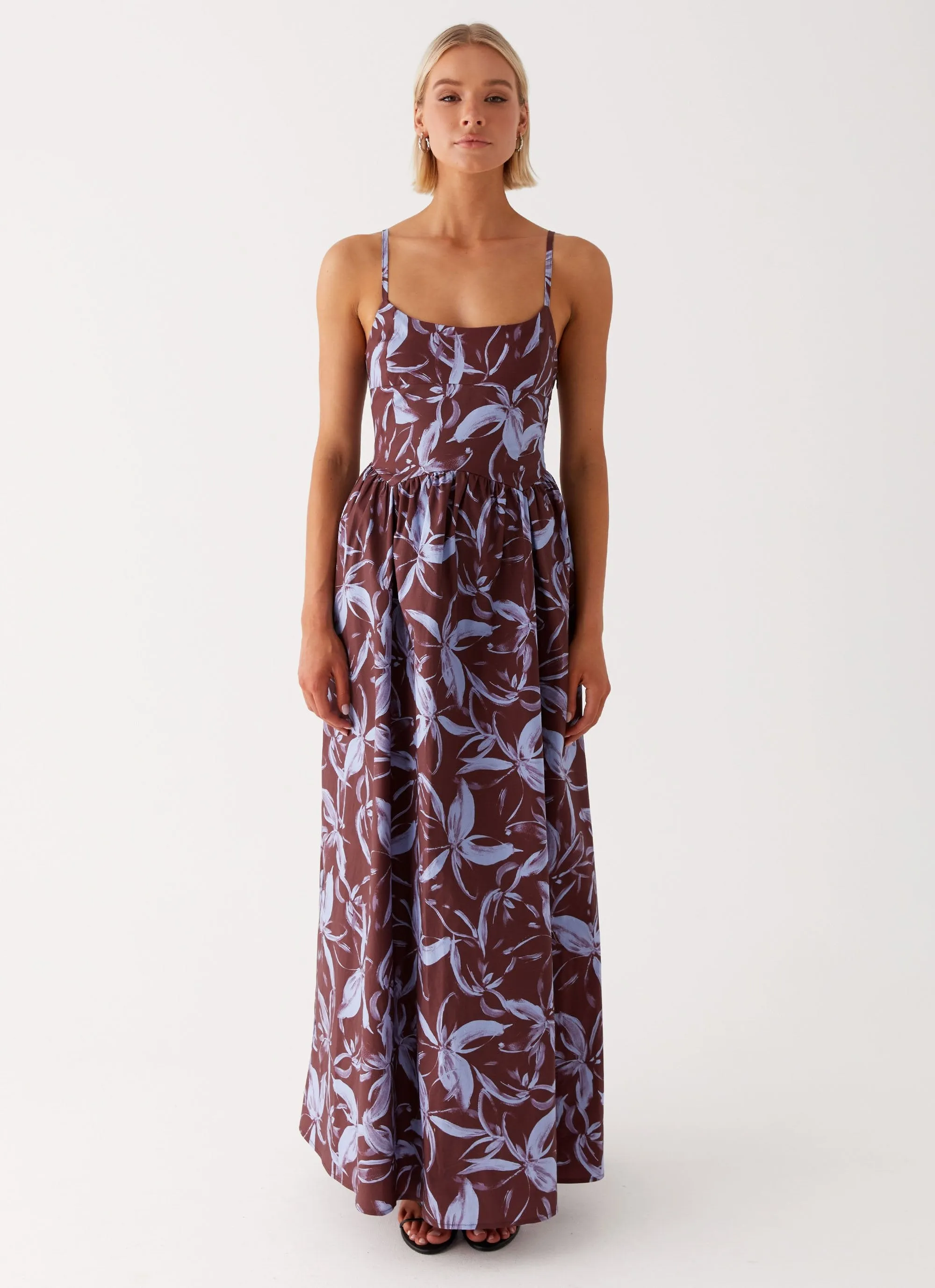 Tesoro Maxi Dress - Brown Purple Floral