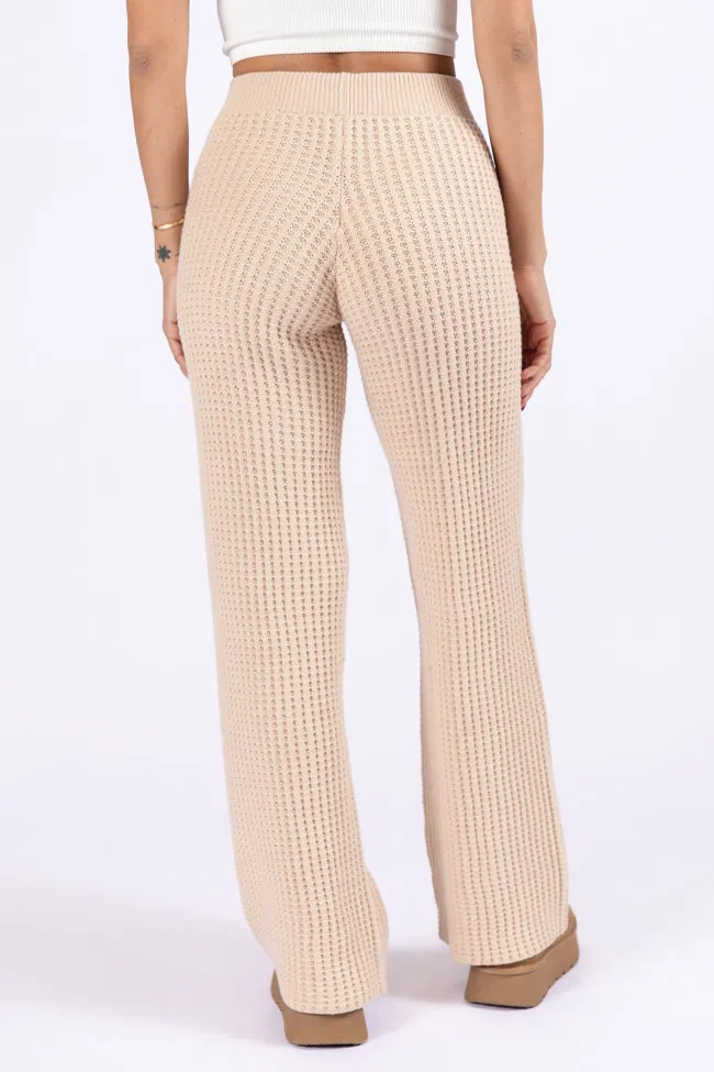 This Is Why Tan Thermal Waffle Knit Pants