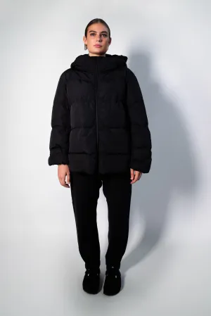 Transit Par Such Long hooded Puffer Jacket in Black