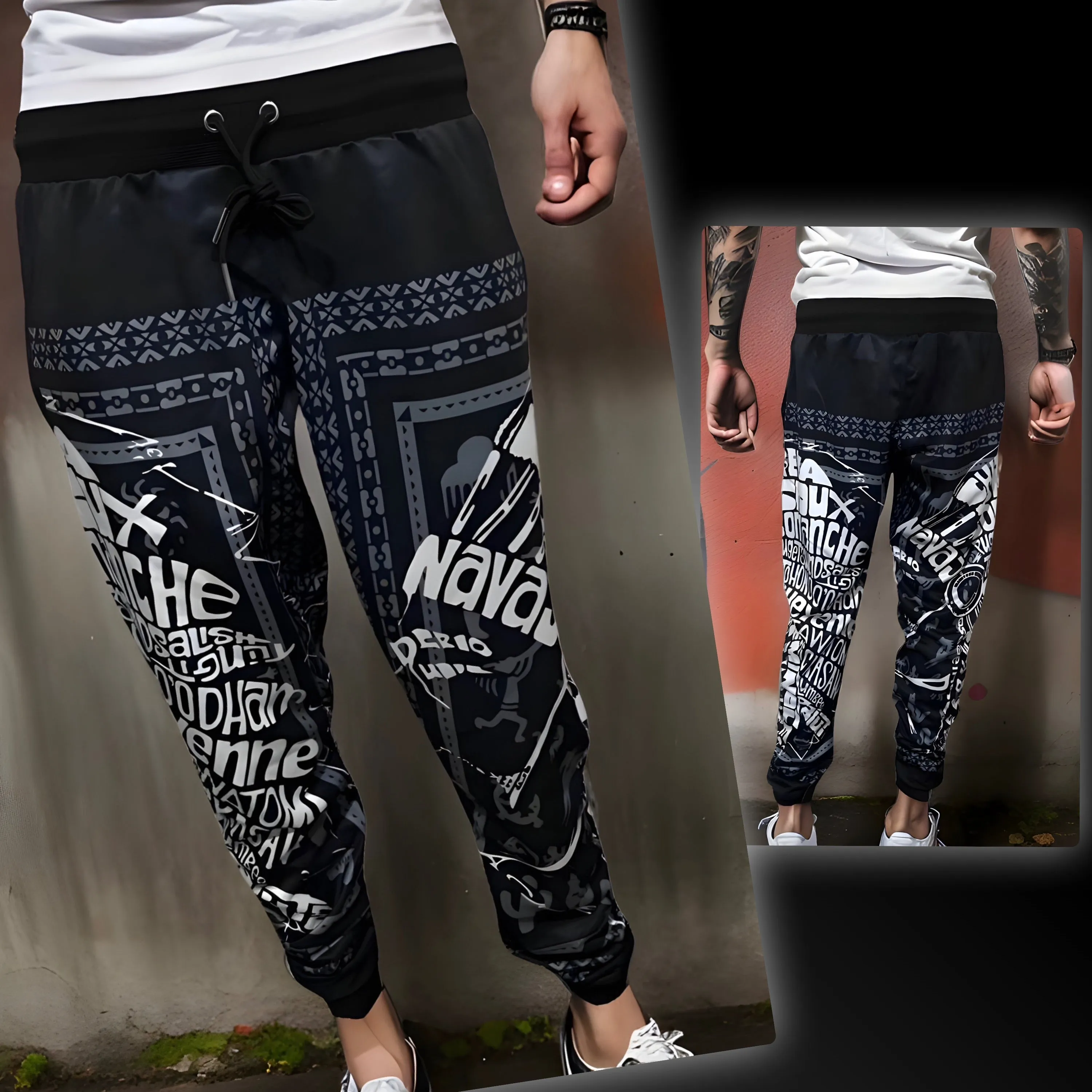 ^TRIBE VIBES^ (BLACK-WHITE-GREY) JOGGER SWEATPANTS