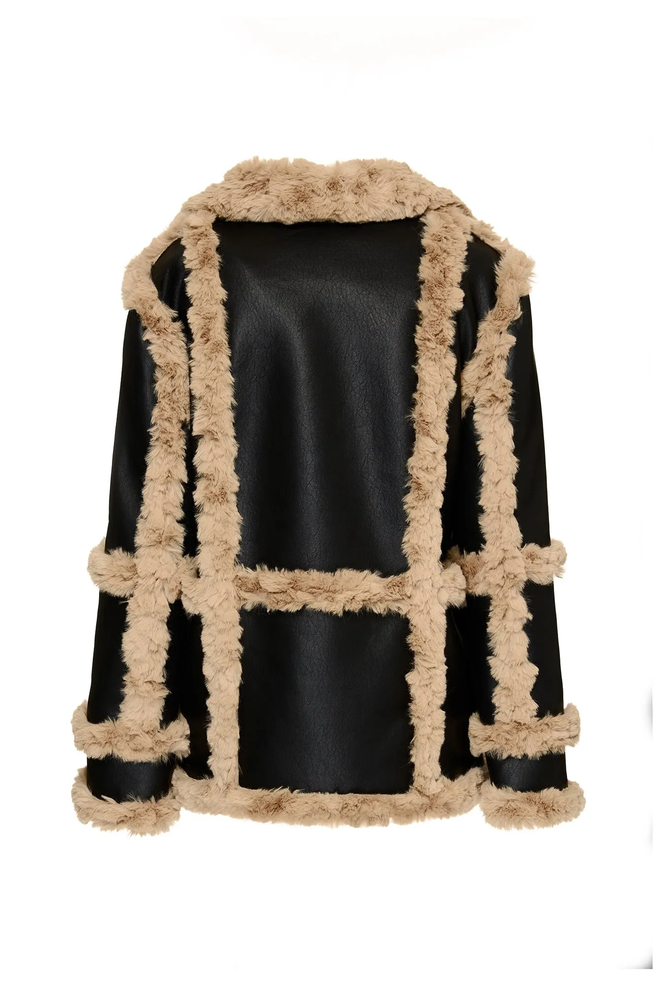 UNREAL FUR Womens Gate Keeper Jacket - Black & Beige