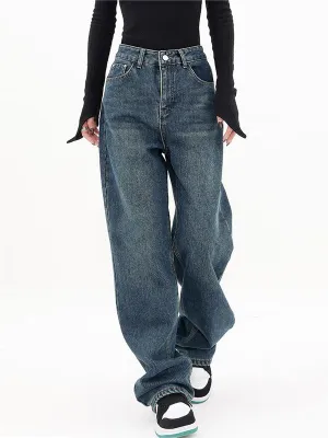 Wenkouban Blue Vintage Classic Boyfriend Jeans