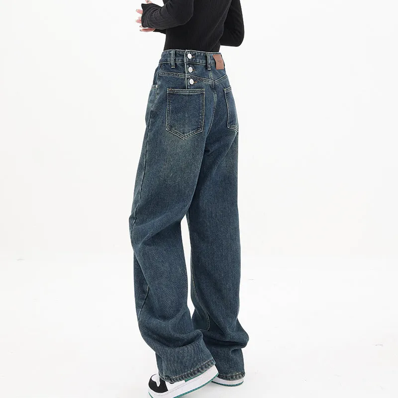 Wenkouban Blue Vintage Classic Boyfriend Jeans