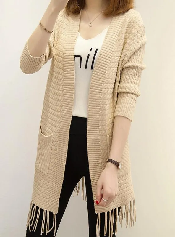 Women Soft Comfortable Coat Knitted V-Neck Long Cardigan