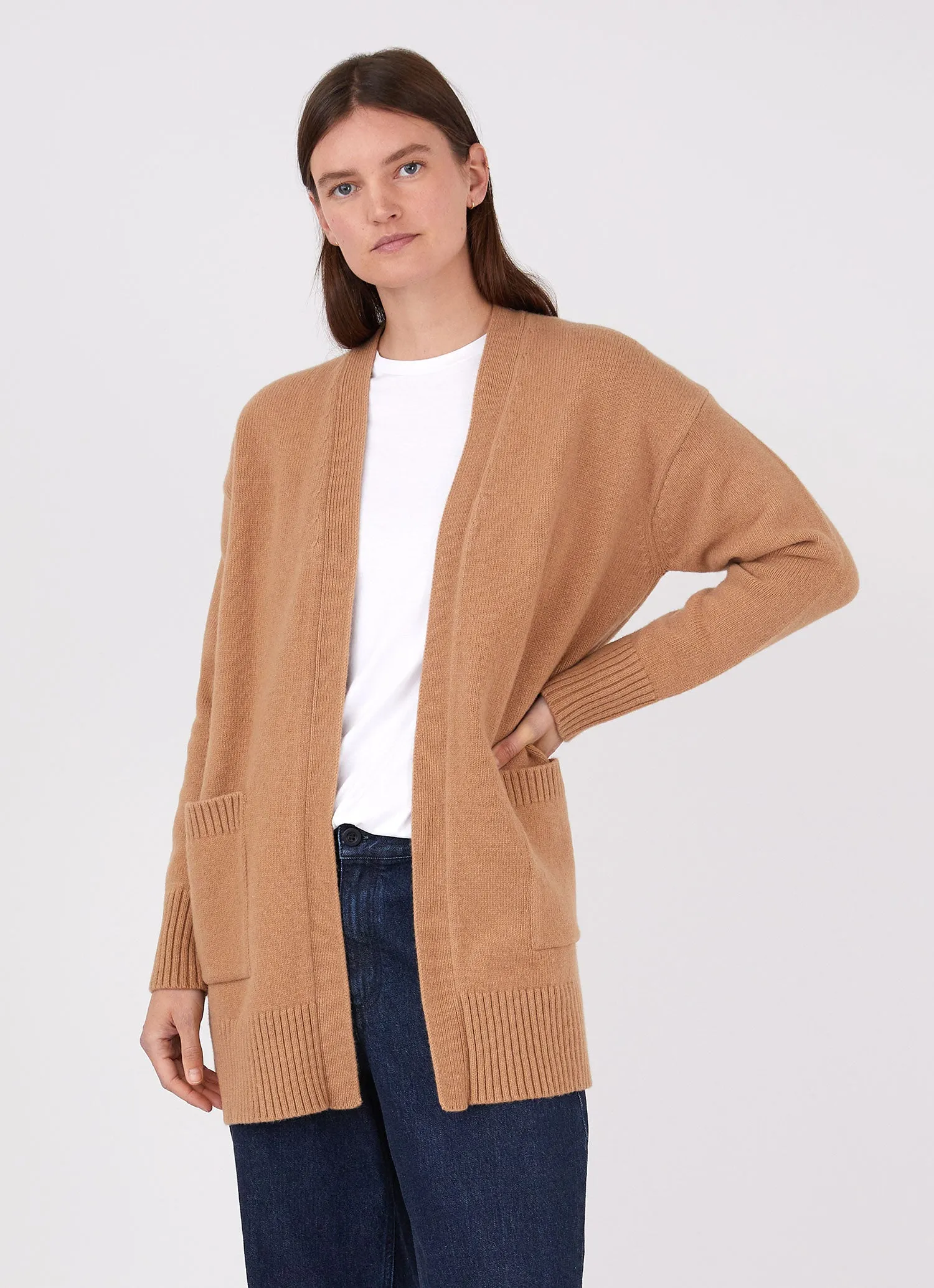 Women's Cardigan Coat in Camel