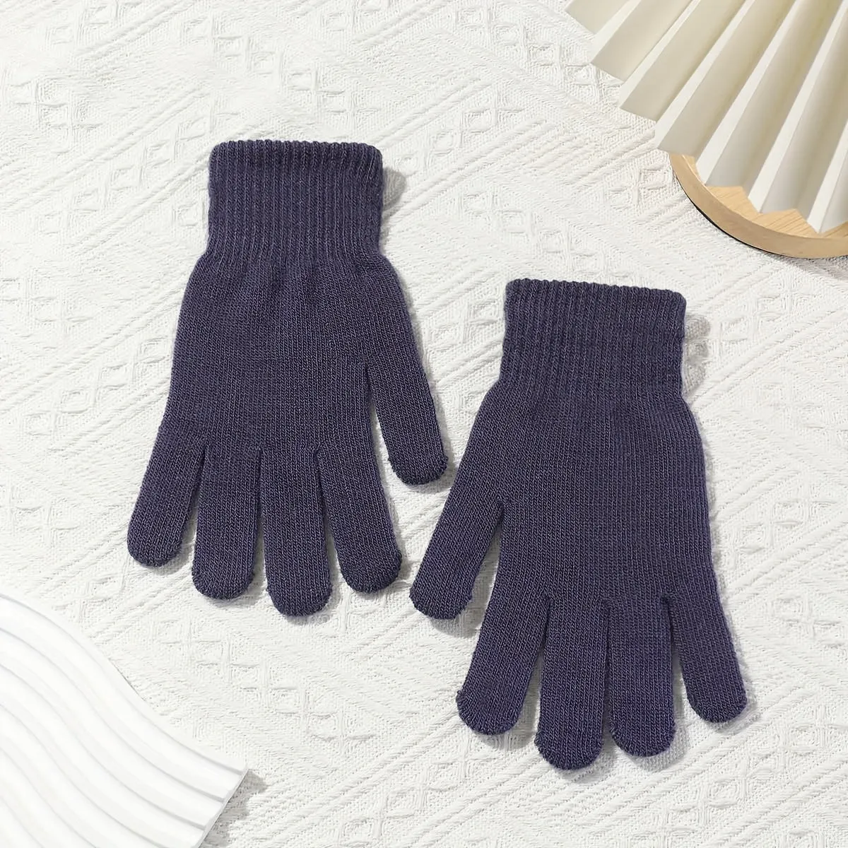 Women's Cozy Knit Gloves - Stretchy, Warm & Decorative Split-Finger Design For Casual Outings